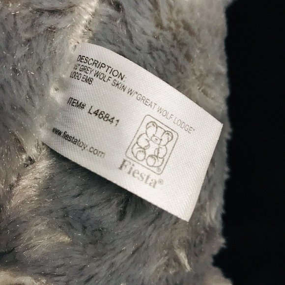 2016 Fiesta Great Wolf Lodge Plush Wolf Stuffed Animal 17" Zipper Back - Picture 4 of 10